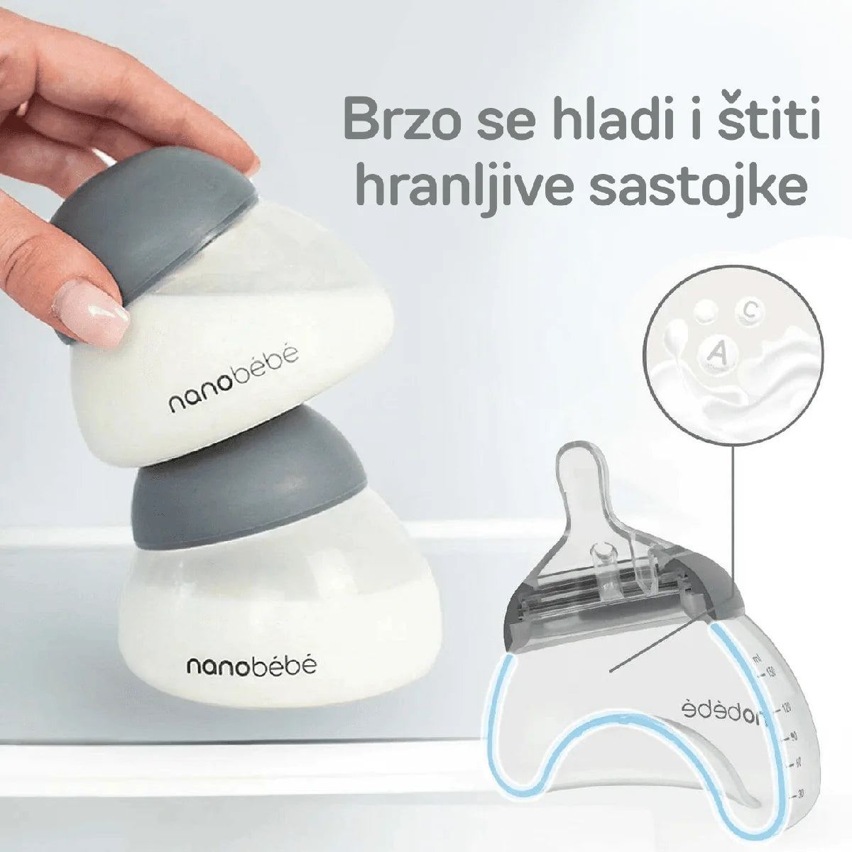 Flašica za majčino mlijeko 150 ml GEN2 - Siva